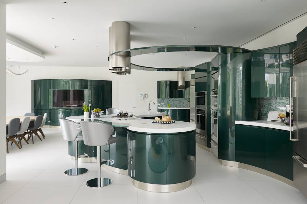 curved kitchen, curved kitchen designs, curved shaped kitchens